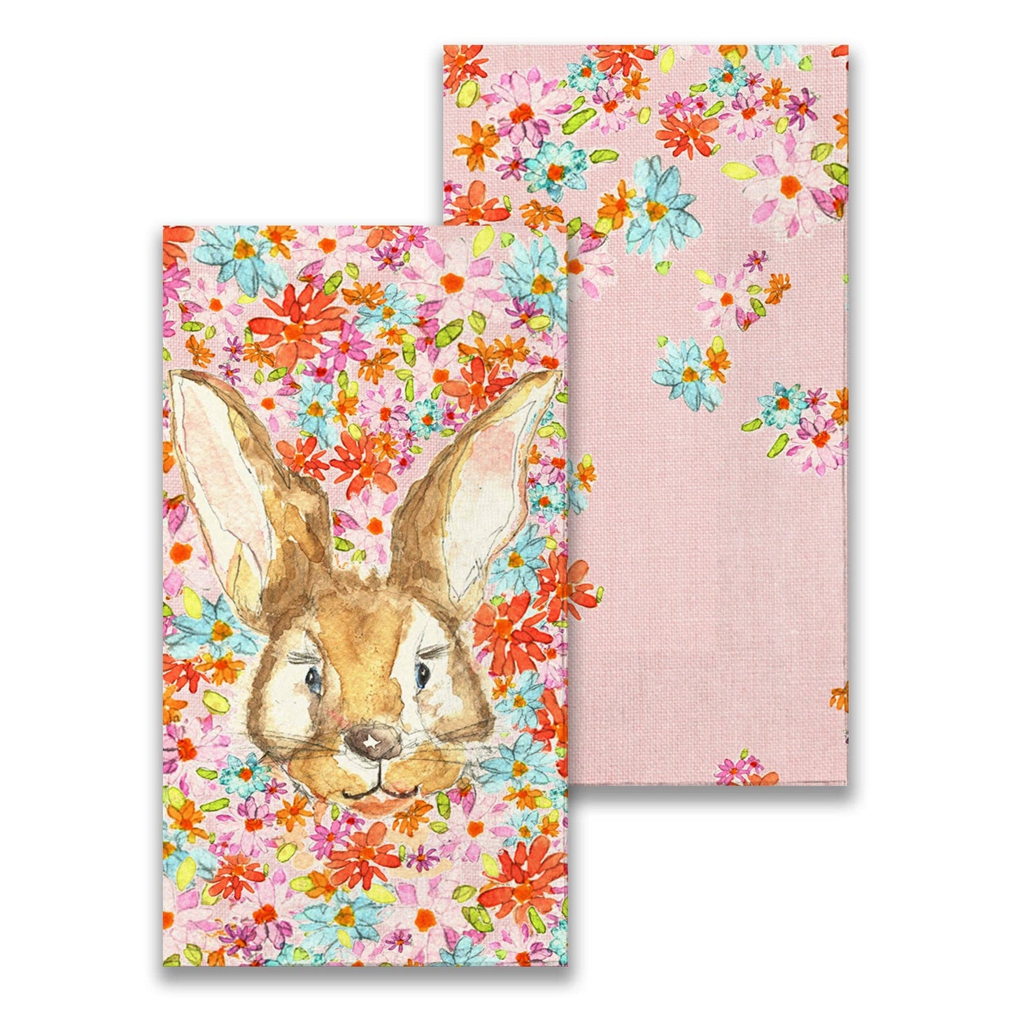 Rabbit Face and Flowers Paper Guest Towel