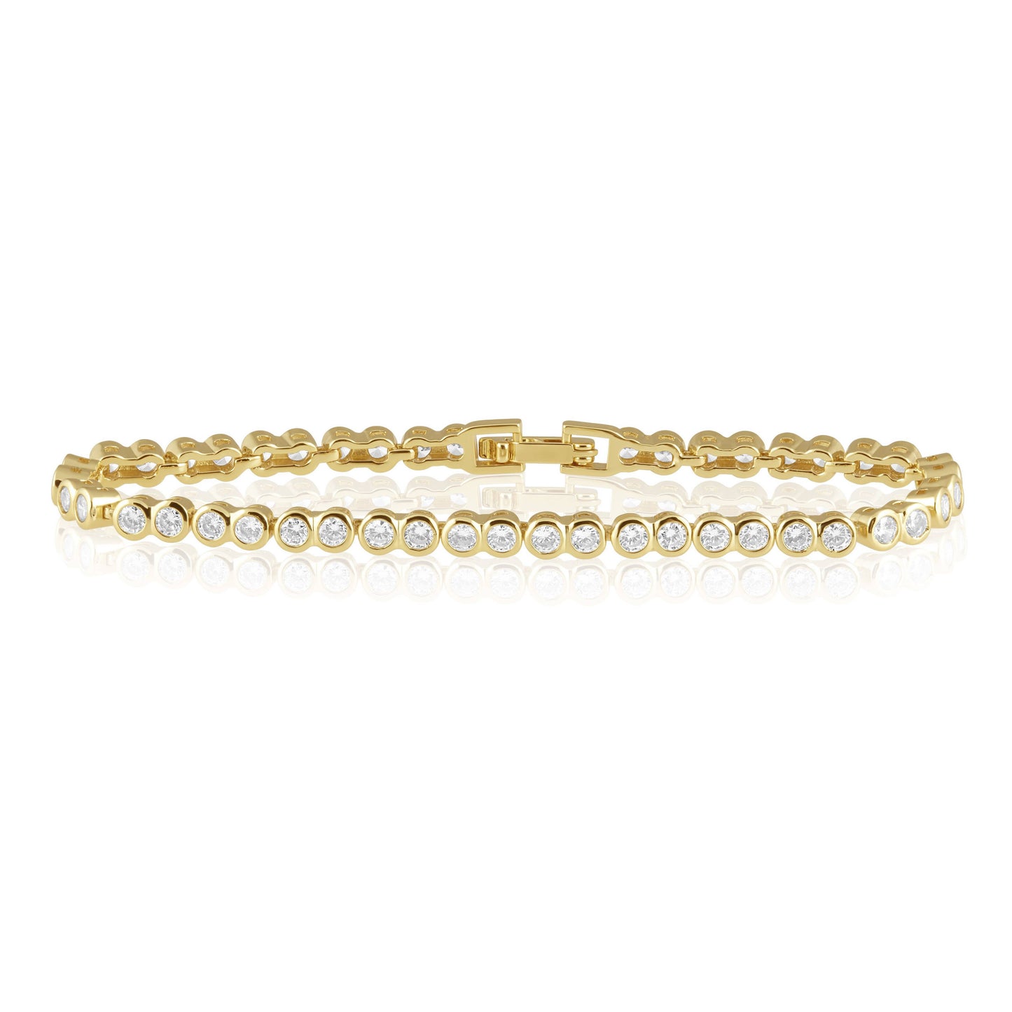 Gold Bezel Tennis Bracelet- 7.0"