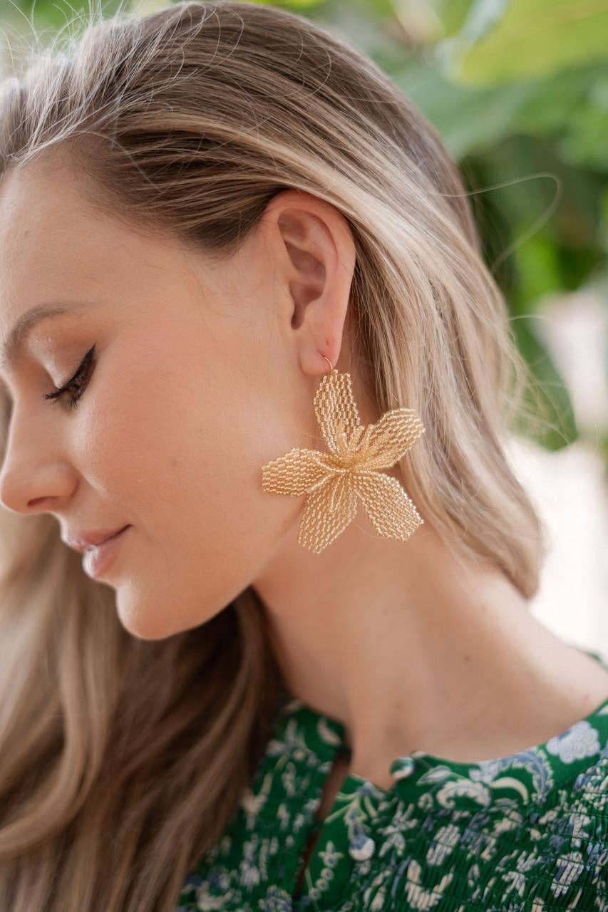 Lisi Lerch Gwen Gold Beaded Flower Earring