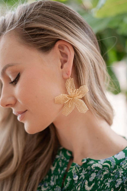 Lisi Lerch Gwen Gold Beaded Flower Earring