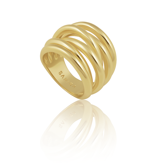 Lennon Multi Layered Gold Ring-Size 7