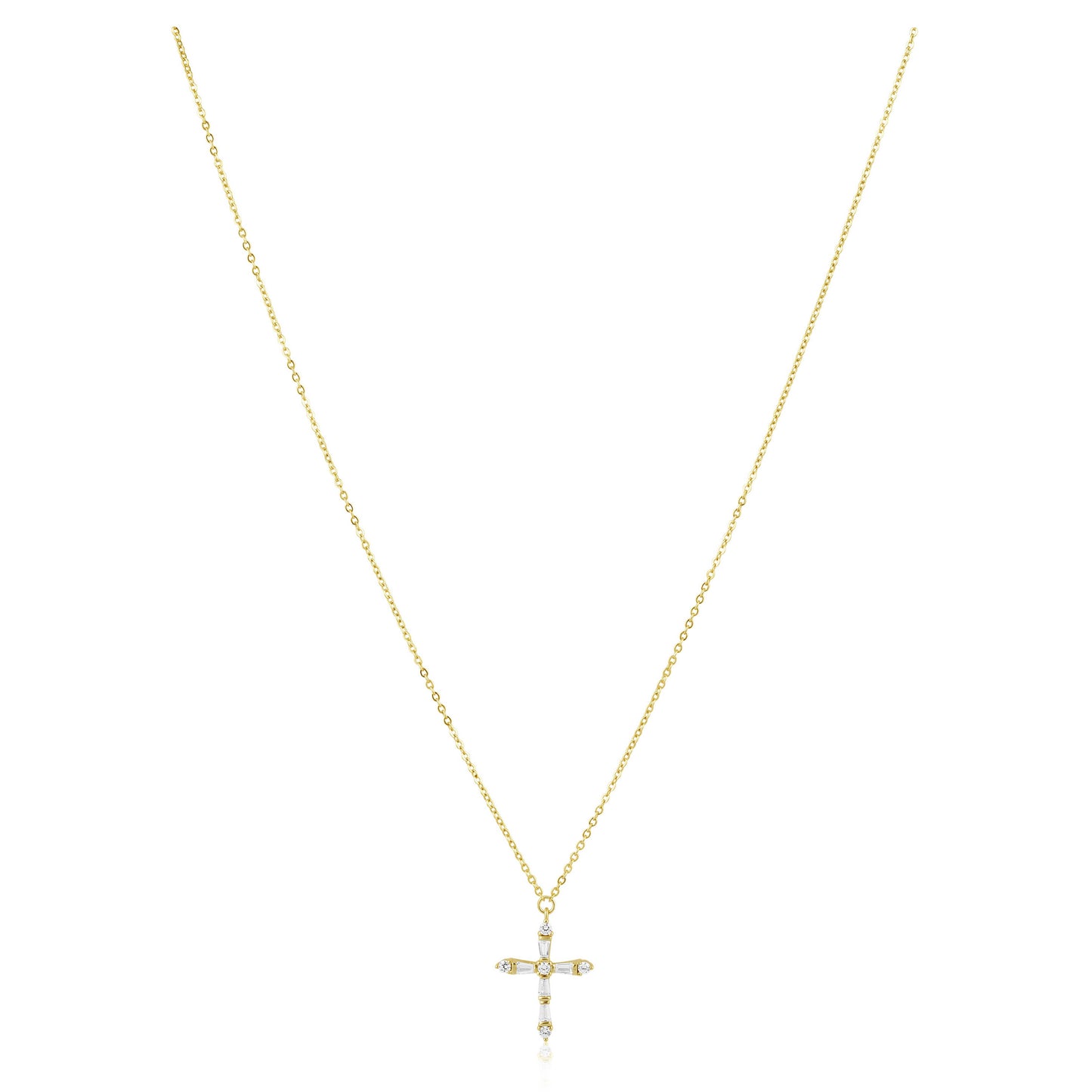 Gabriella Silver Faux Diamond Cross Necklace