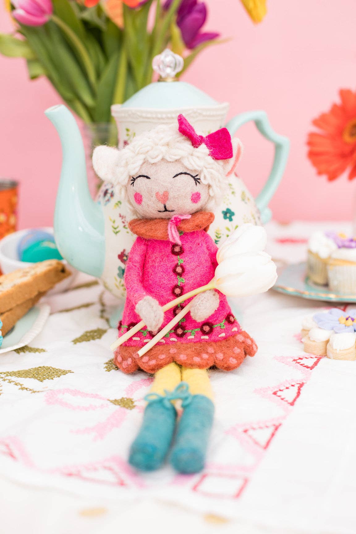 French Knot Lulu Lamb Doll Friend