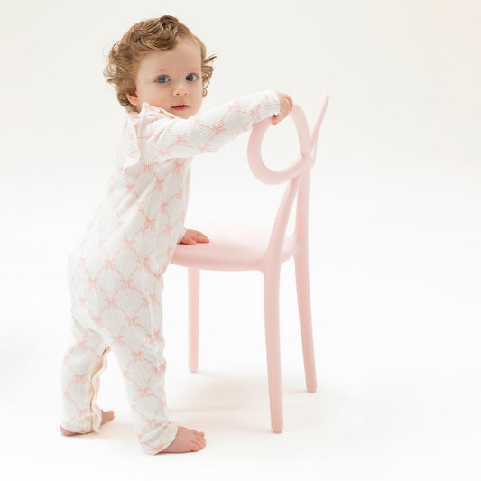 Angel Dear Ribbon Bow Trellis Ruffle Romper