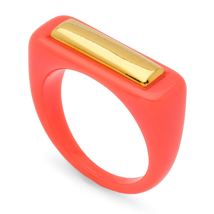 Lucas Jack Coral & Gold Resin Ring