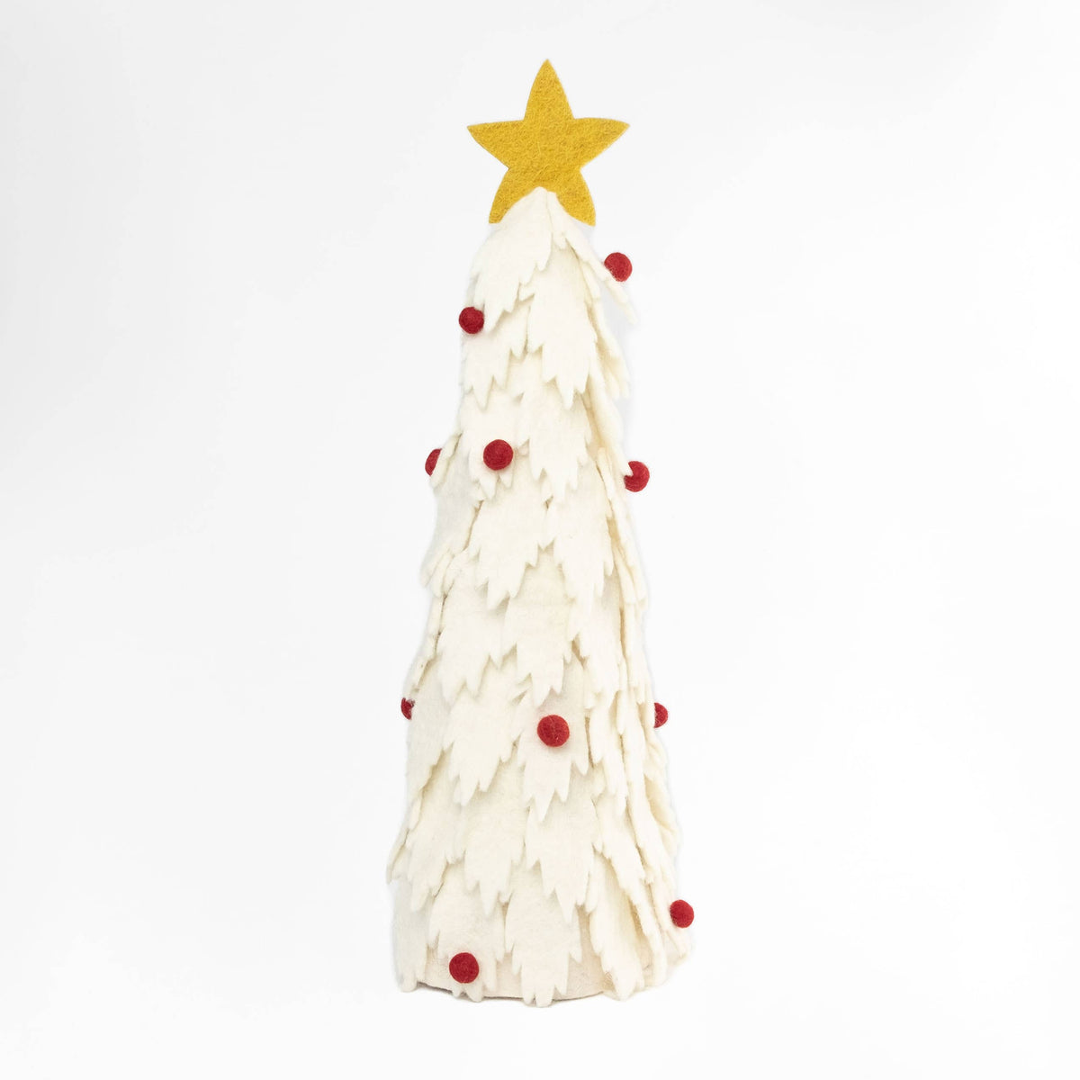 Felt Christmas Tree | White with Red Balls Large