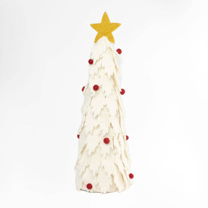 Felt Christmas Tree | White with Red Balls Small