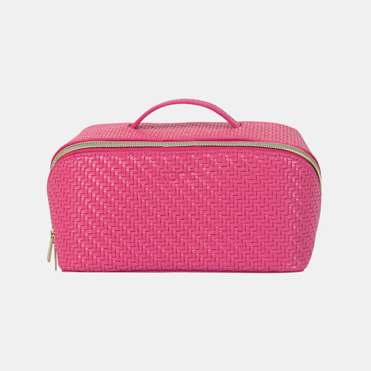 Tonic Herringbone Medium Beauty Bag- Raspberry