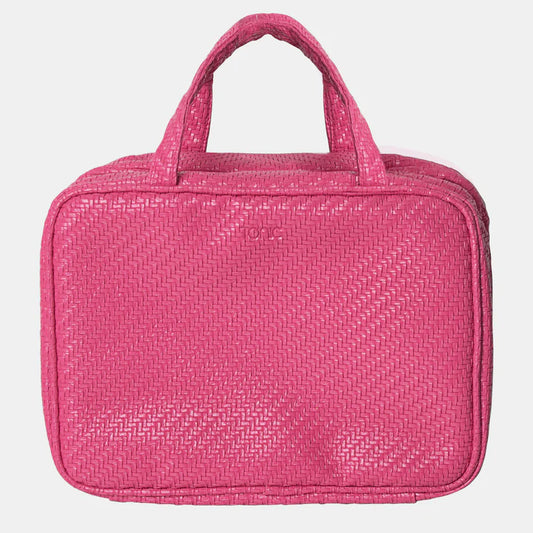 Tonic Herringbone Hanging Cosmetic Bag- Raspberry