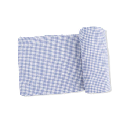 Angel Dear Micro Gingham Blue Blizzard | Swaddle Blanket