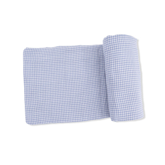 Angel Dear Micro Gingham Blue Blizzard | Swaddle Blanket