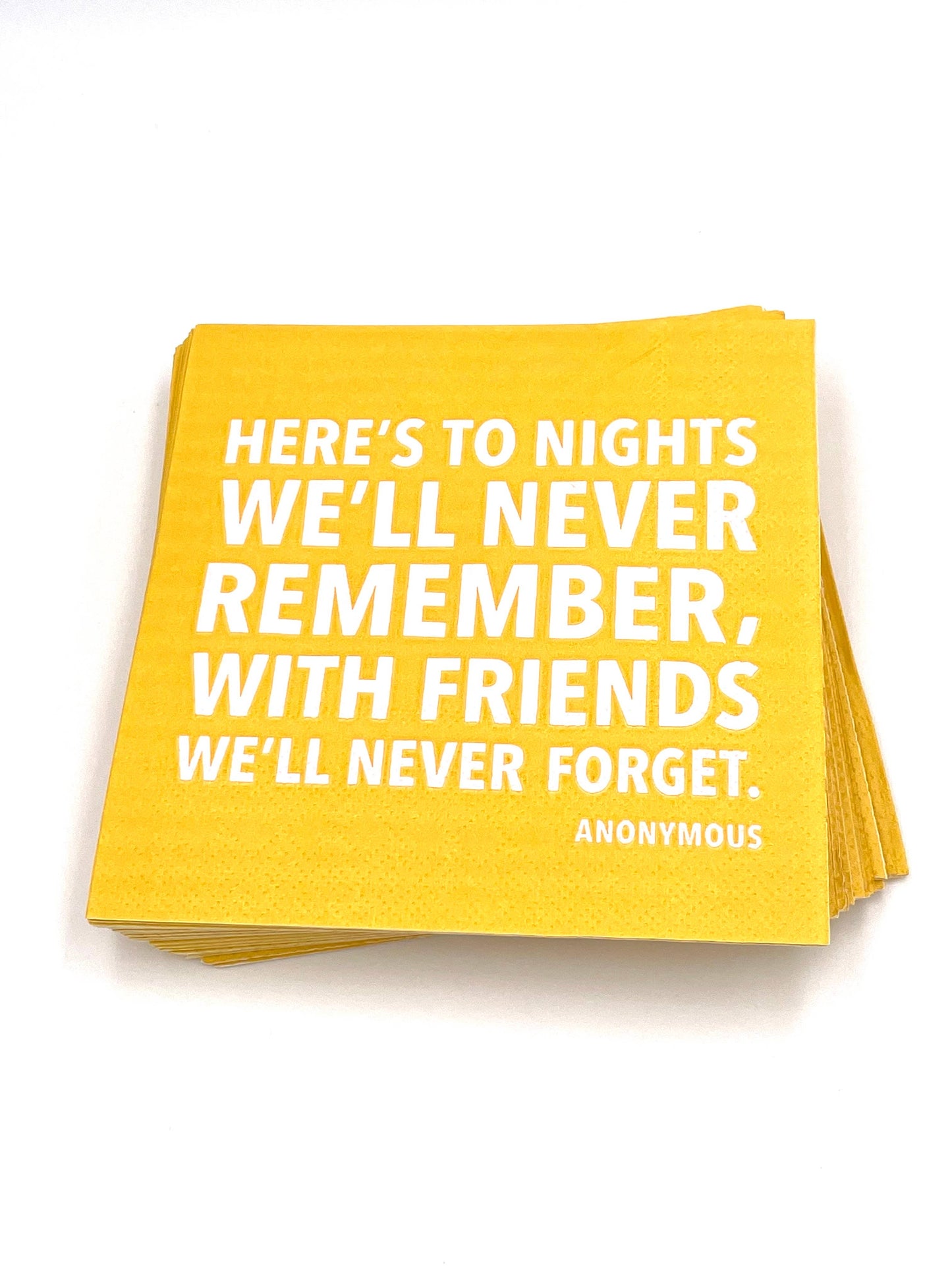 To Nights We'll Never Remember Paper Cocktail Napkin