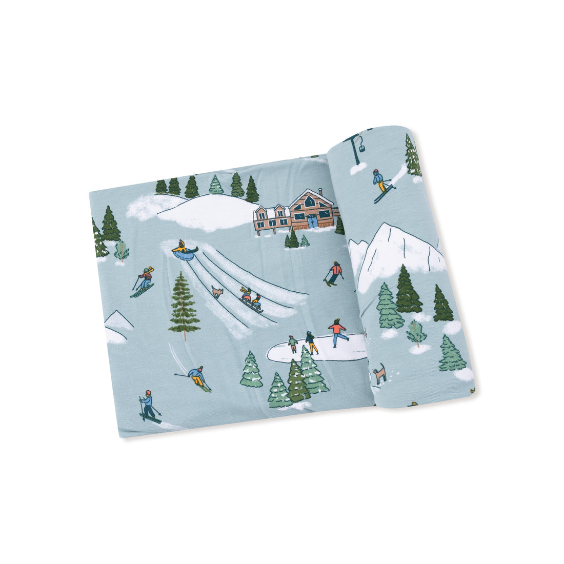 Angel Dear Winter Fun Skiers Swaddle Blanket