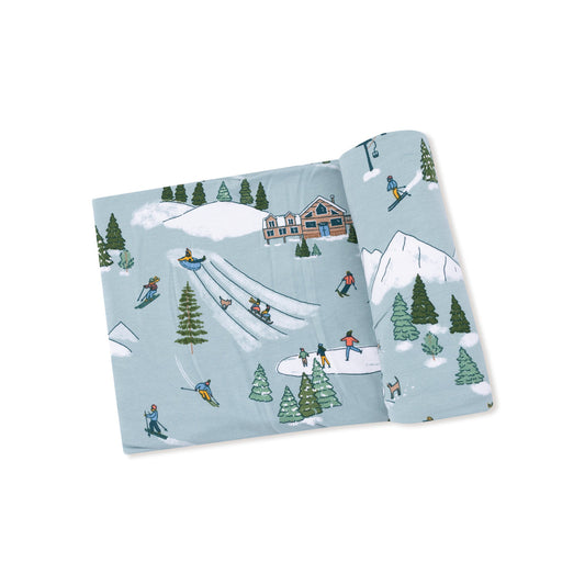 Angel Dear Winter Fun Skiers Swaddle Blanket