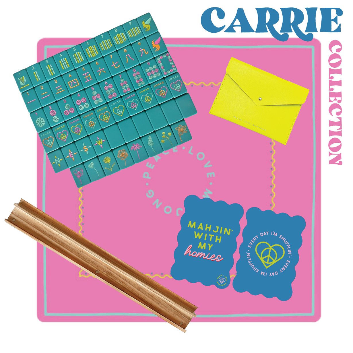 Peace Love Mahjong OG Mahj Tiles Totally Teal