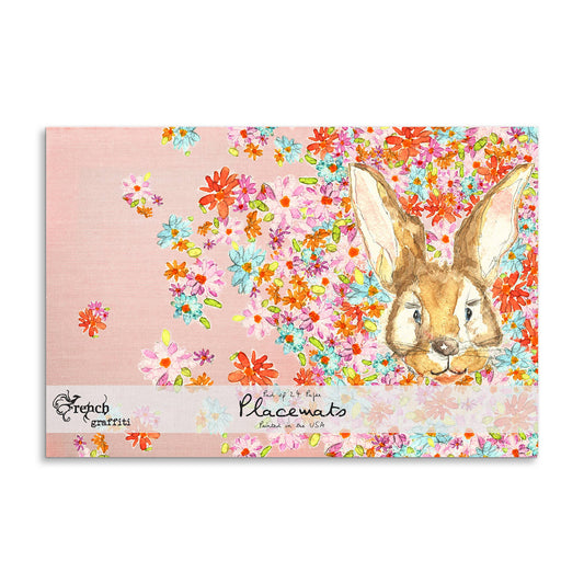 Spring Floral Rabbit Paper Placemats