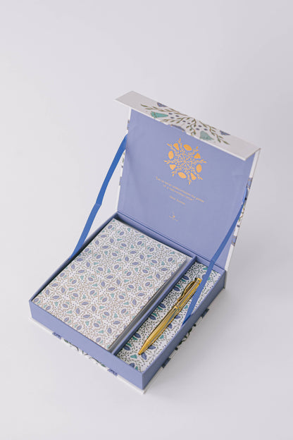 Green & Blue Folk Pattern Luxury Stationery Set