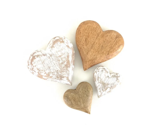 Wood Carved Heart: in Whitewash
