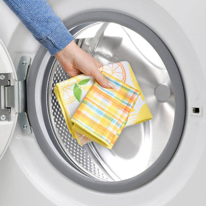 Lemon Plaid All Purpose Microfiber Towel Set