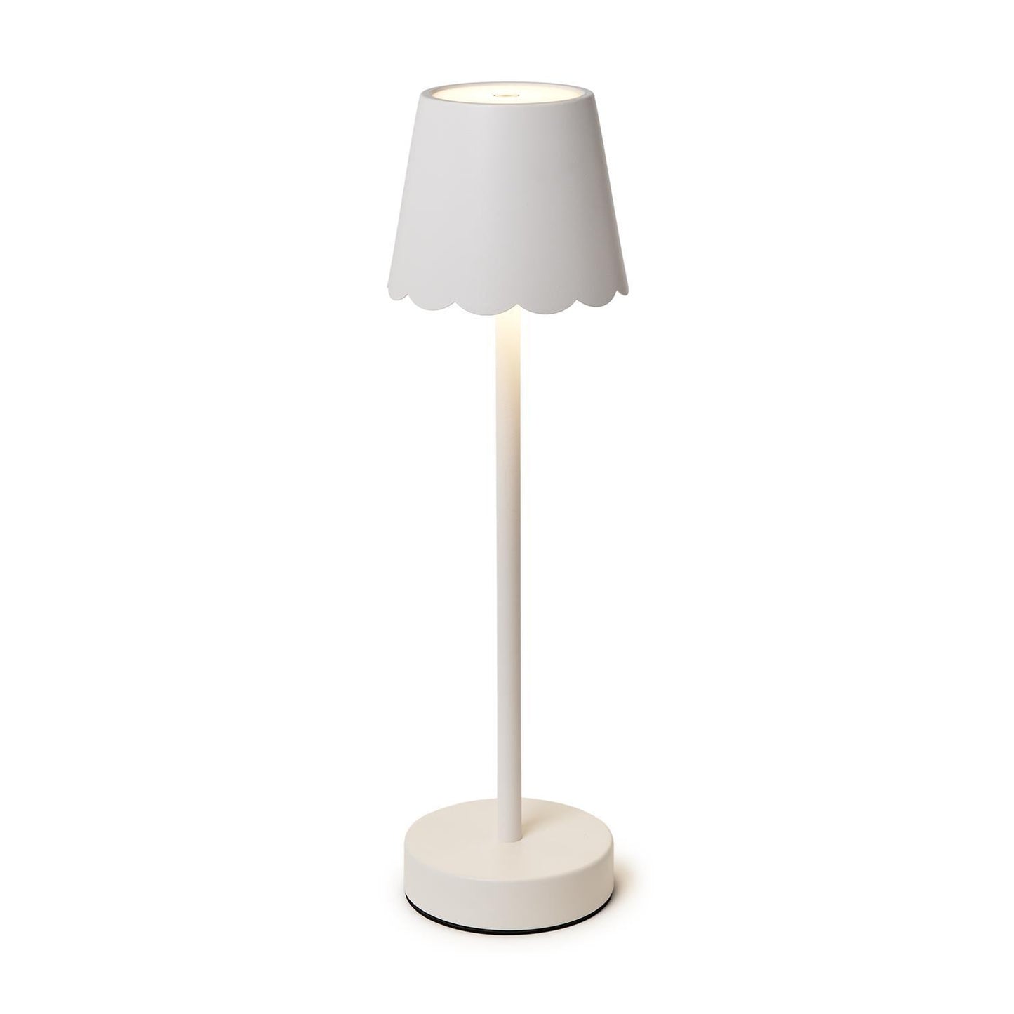 Cordless Table Lamp | White Scalloped Shade