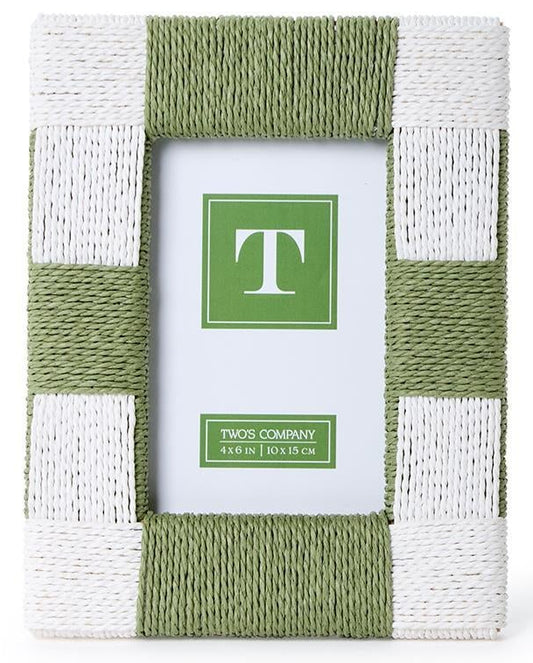 Striped Green and White 4x6 Photo Frame