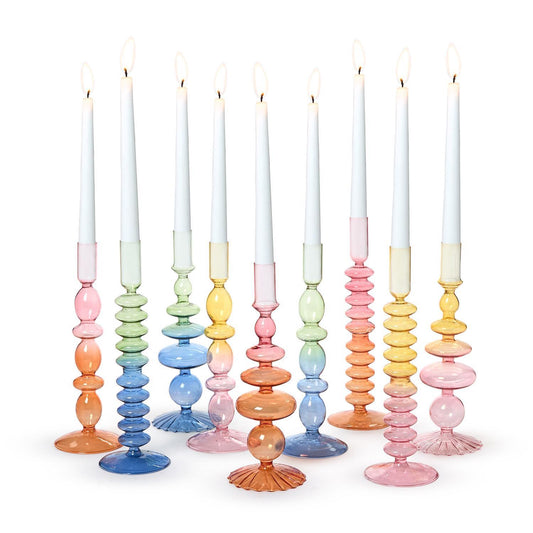 Hand Blown Glass Tapered Candleholder