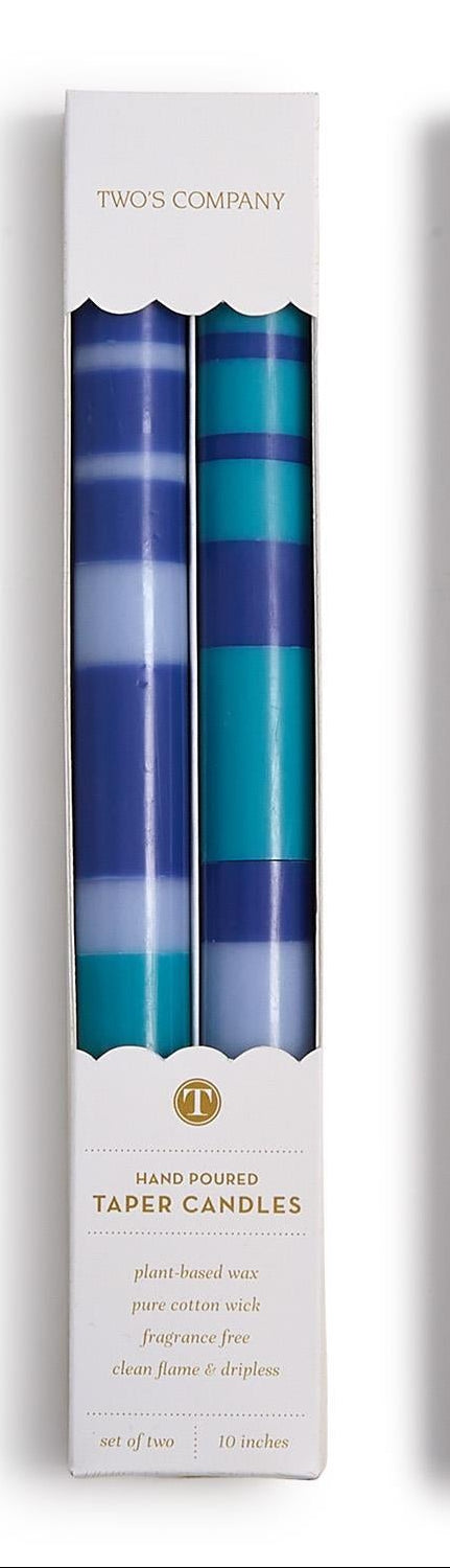 Stripe and Glow Multi Layer Taper Candle | Blue