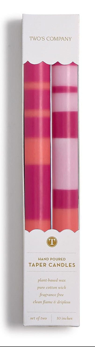 Stripe and Glow Multi Layer Taper Candle | Pink