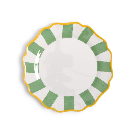 Green Striped Dinner Plates | Melamine Set of 4