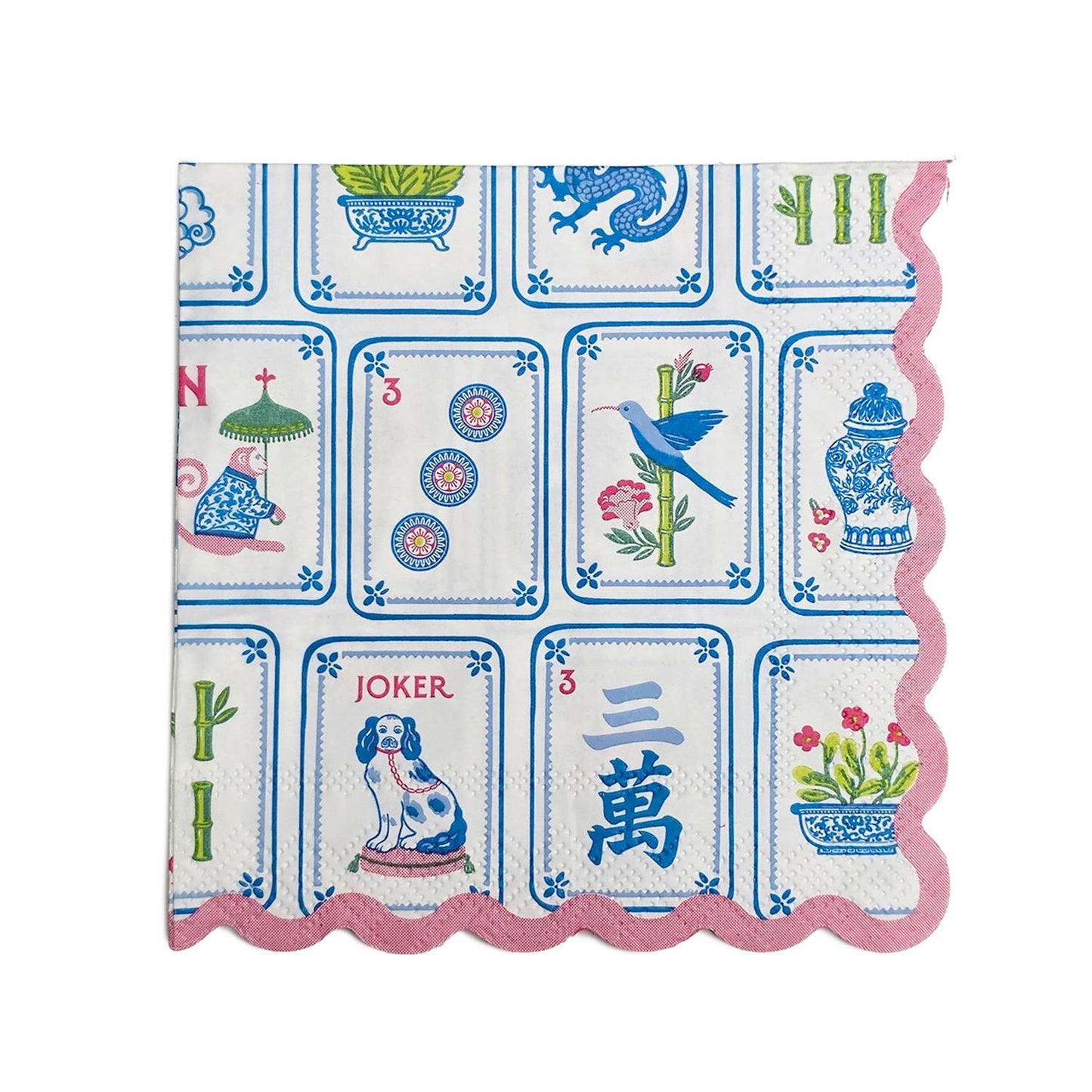 Mahjong Scalloped Paper Napkin | Cocktail