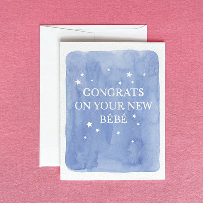 Congrats on Your New Bébé Greeting Card | Baby Shower Card