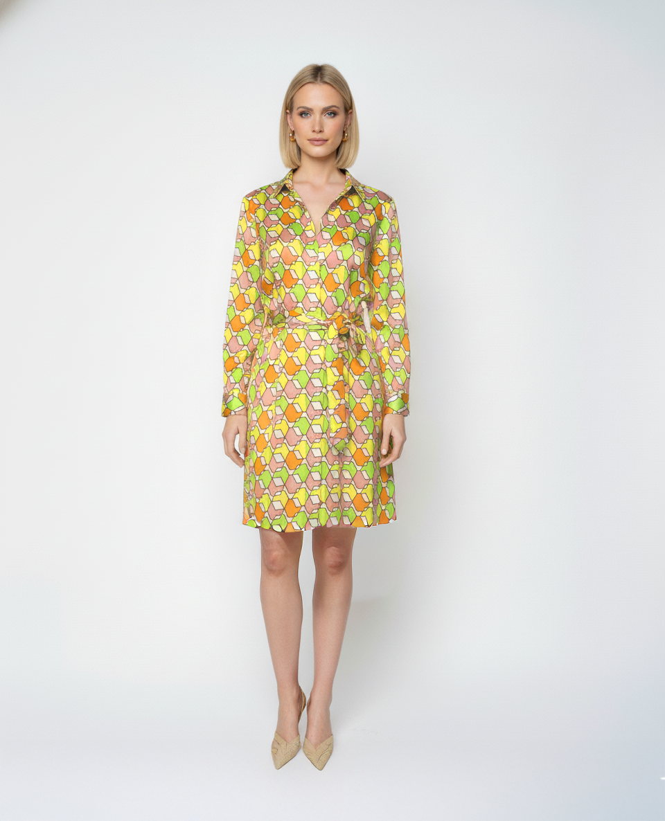 Flora Bea Natalee Dress | Citrus Geometric