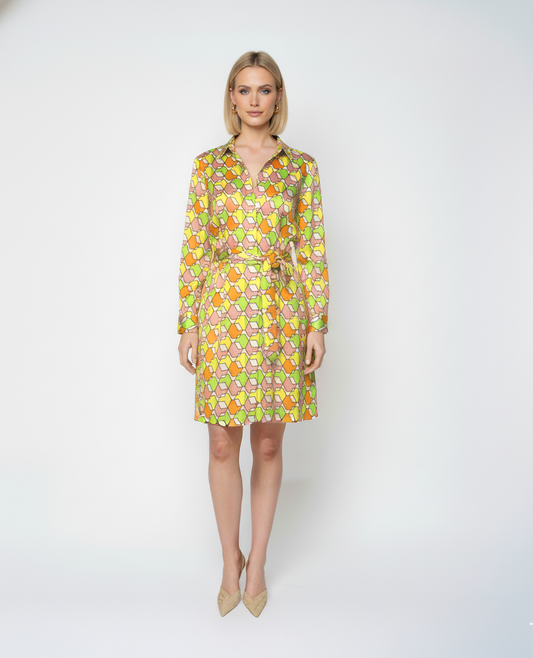 Flora Bea Natalee Dress | Citrus Geometric