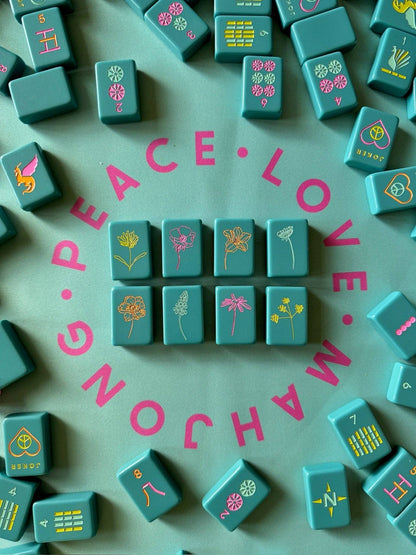 Peace Love Mahjong OG Mahj Tiles Totally Teal