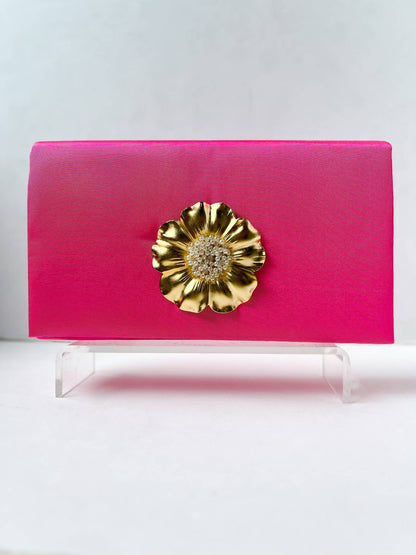 Lisi Lerch Gold Bow Pink Jillian Clutch