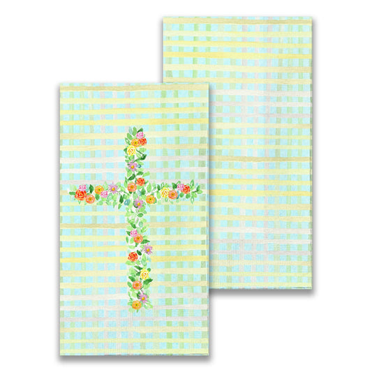 Cross with Flowers Paper Guest Towel
