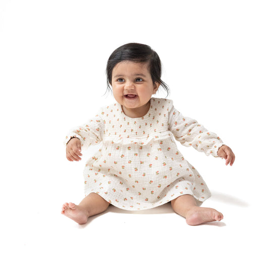 Angel Dear Petite Pointe Fleur Long Sleeve Smocked Ruffle Bubble with Skirt