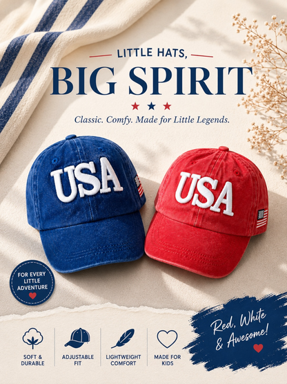 SpearmintLOVE USA Baby/Kids Baseball Hat | Vintage Red