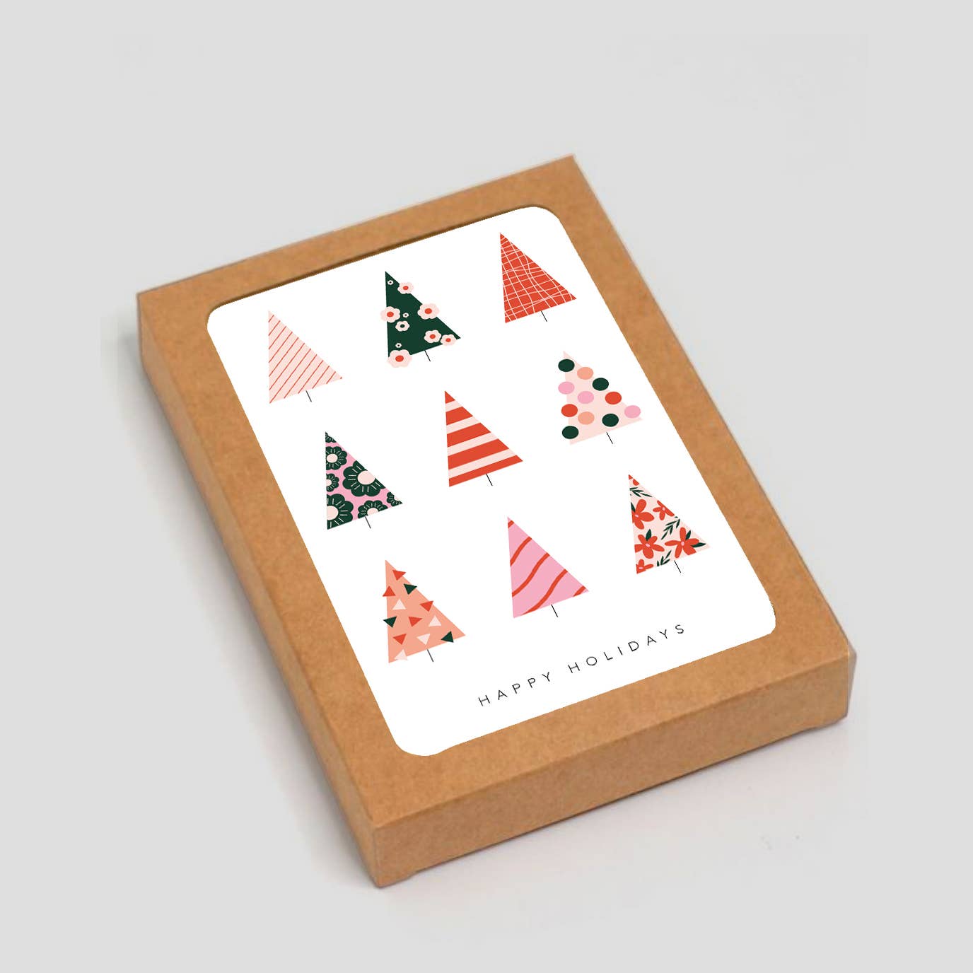 Happy Holidays  Modern Christmas Tree Design: Boxed Set of 6