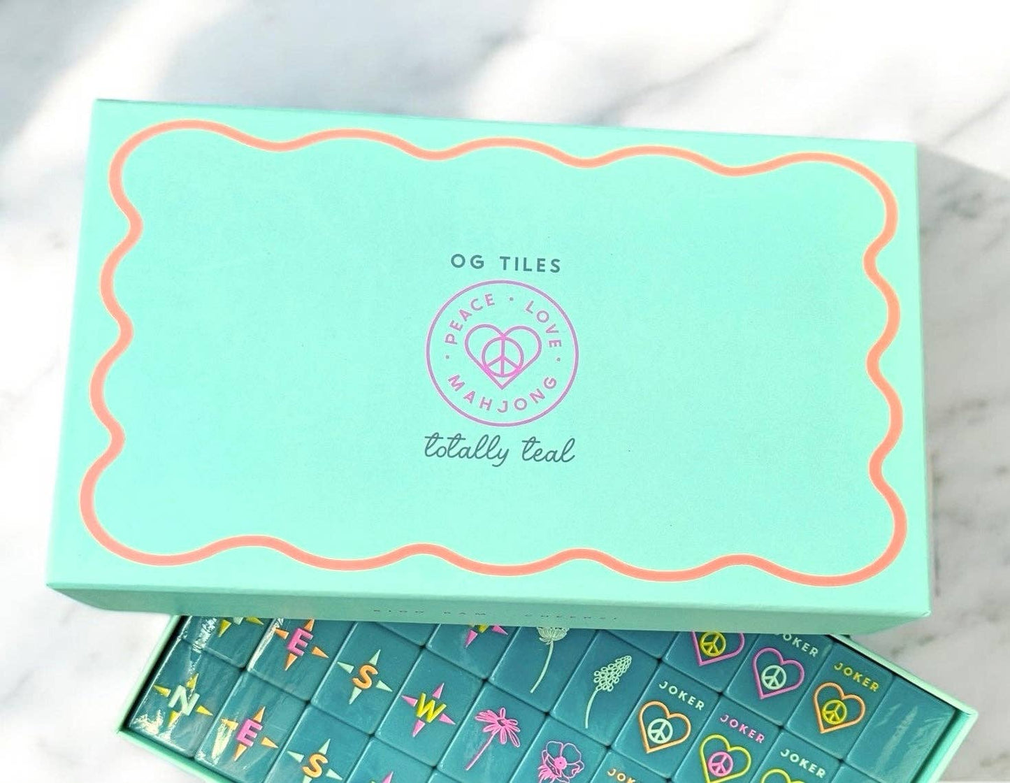 Peace Love Mahjong OG Mahj Tiles Totally Teal