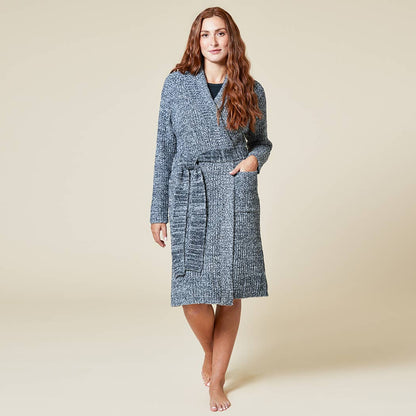 Soft and Plush 38" Marshmallow Rib Women's Wrap Robe- Heather Grey