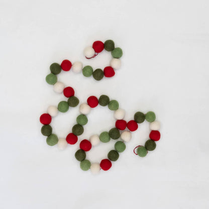 Christmas Garland | Red Green White Balls