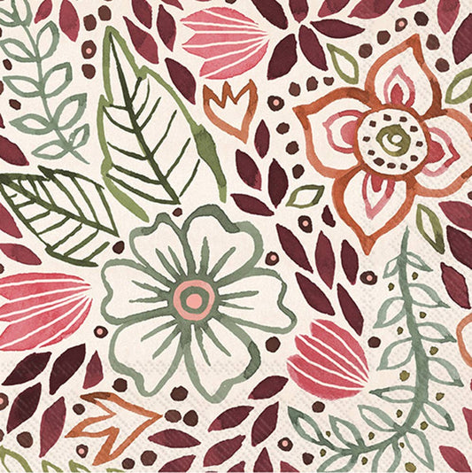 Floralscape Fall Paper Cocktail Napkin