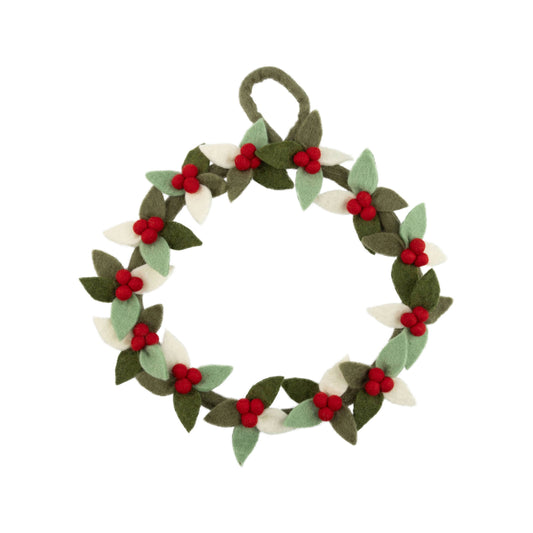 Green Felt Wreath With Red Berries