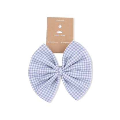Angel Dear Micro Gingham Blue Blizzard | Bow on Headband