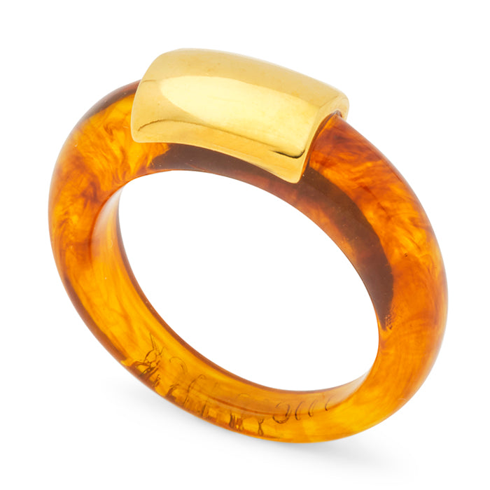 Lucas Jack Tortoise Shell and Gold Resin Ring
