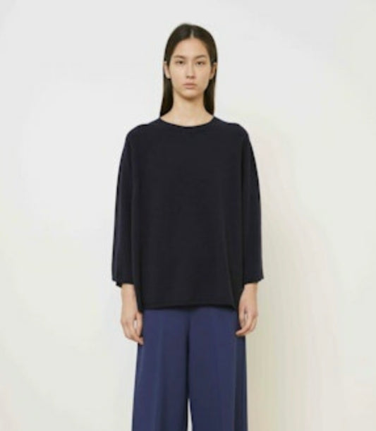 Mei Mei J Crew Neck Cashmere Blend Sweater in Black