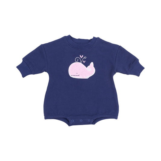 Bubbly Whale Pink French Terry Sweatshirt Bubble with Chenille Patch