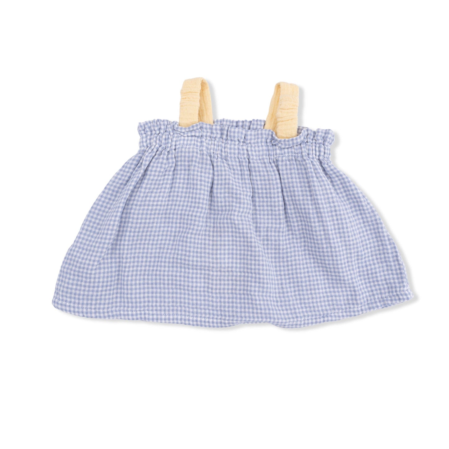 Angel Dear Micro Gingham Blue Blizzard | Top with Bows and Ruffle Leg Bloomer