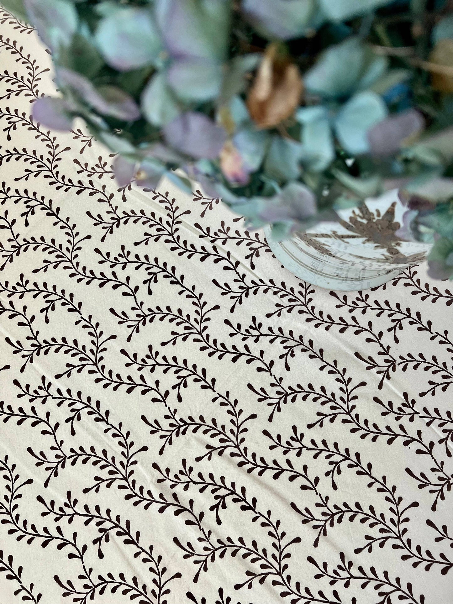 Winding Vines Tablecloth in Chocolate Brown: 120" Round